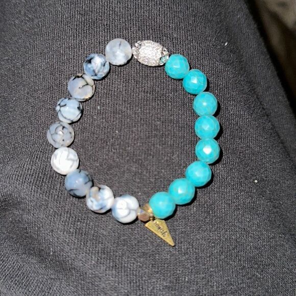 Erimish turquoise beaded bracelet stretch - Picture 1 of 2